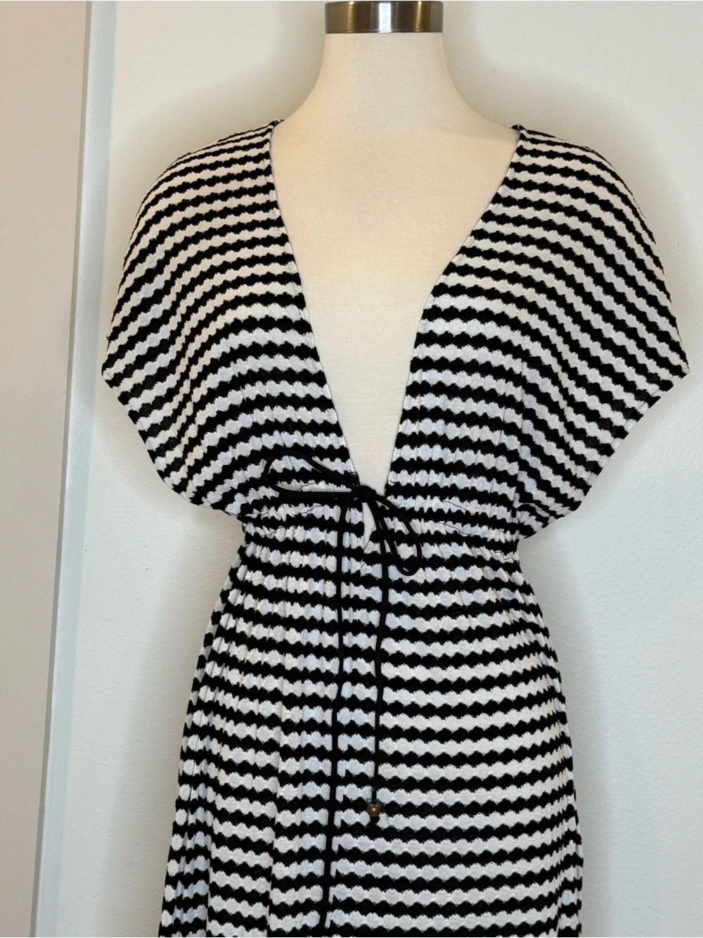 Victoria's Secret Black and White Striped Swim Coverup